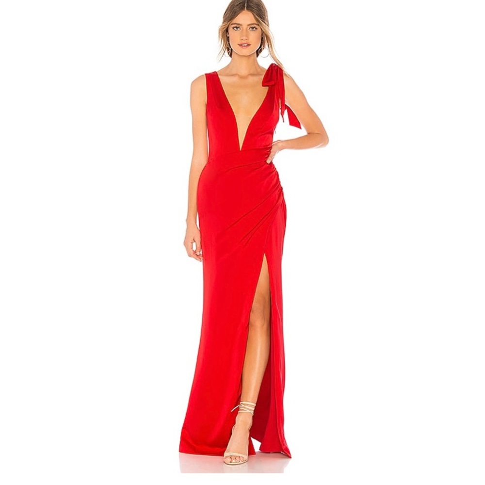 Red revolve gown